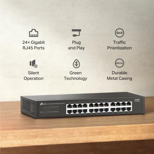 TP-LINK LS1024G 24 Port 10/100/1000 Mbps Switch Çelik Kasa Rack Mount - Switch ürünleri tekmarshop.com'da